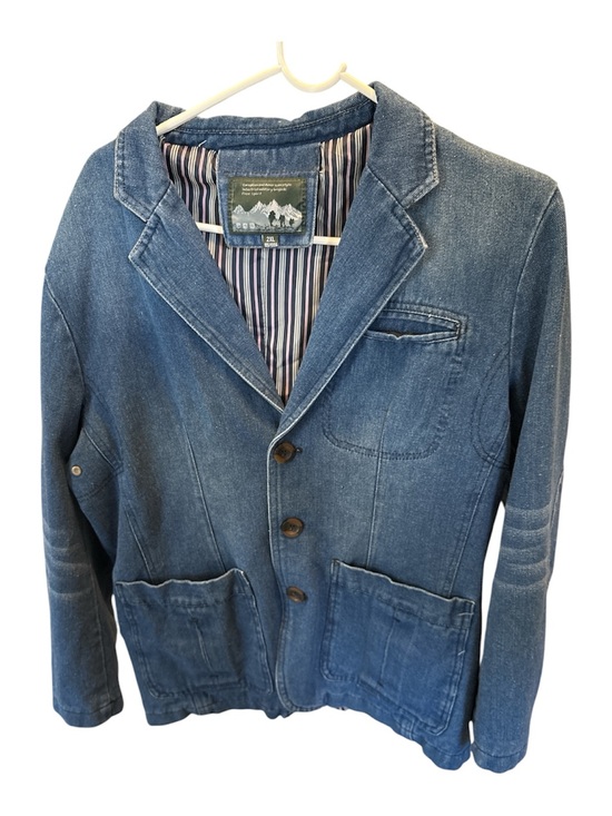 Jackets & Blazers - European American Style Industrial Military Brigade 2XL Blue Denim Blazer Jacket